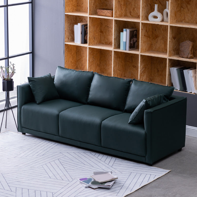Solid Wood Square Arm Sofa with Cushions Back for Living Room
