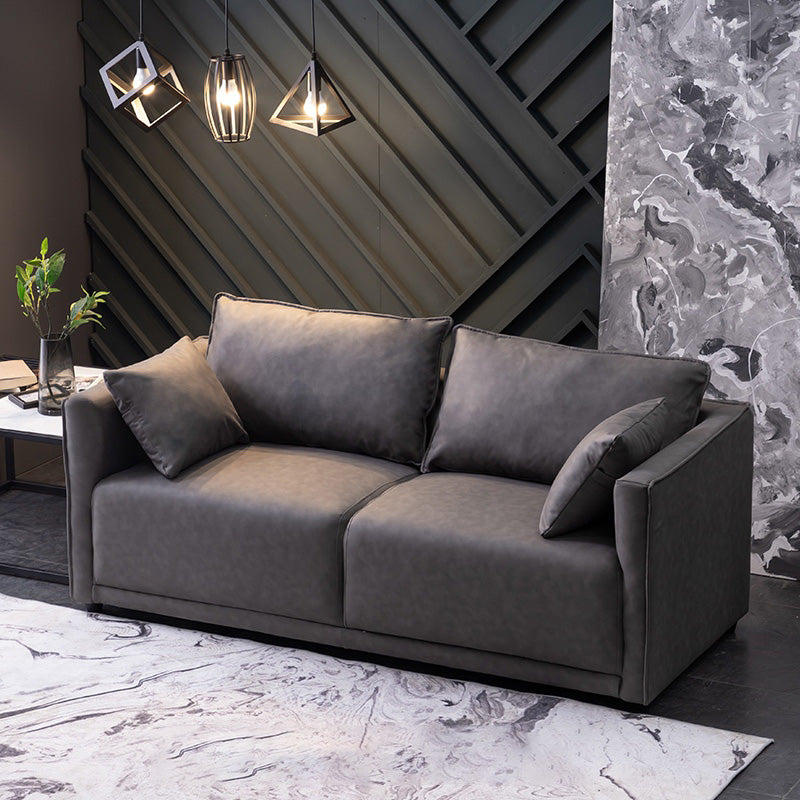 Solid Wood Square Arm Sofa with Cushions Back for Living Room
