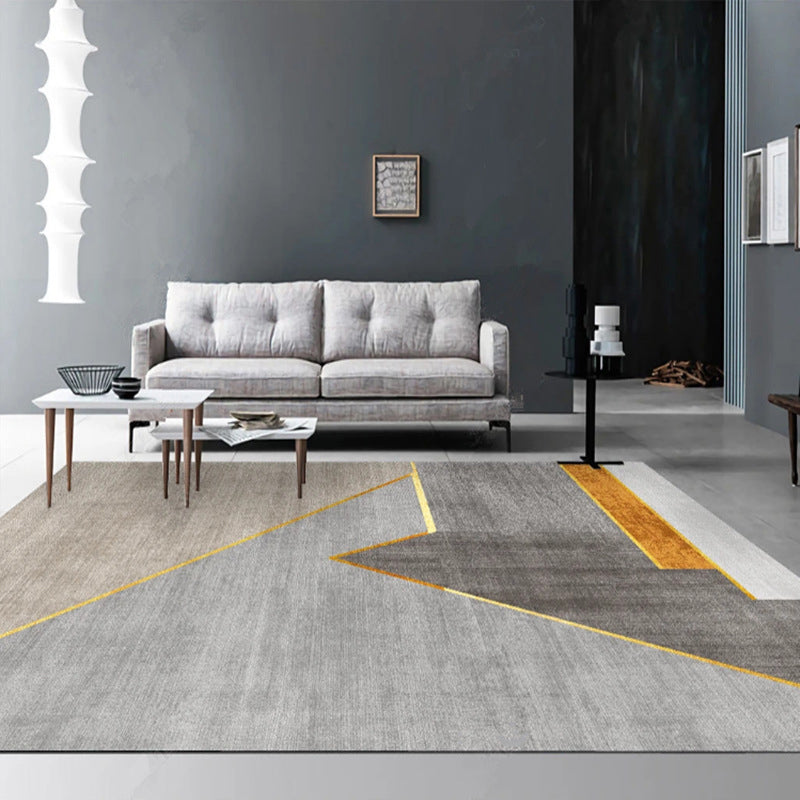 Modern Striped Carpet Polyester Grey Carpet Tear Resistant Carpet for Living Room