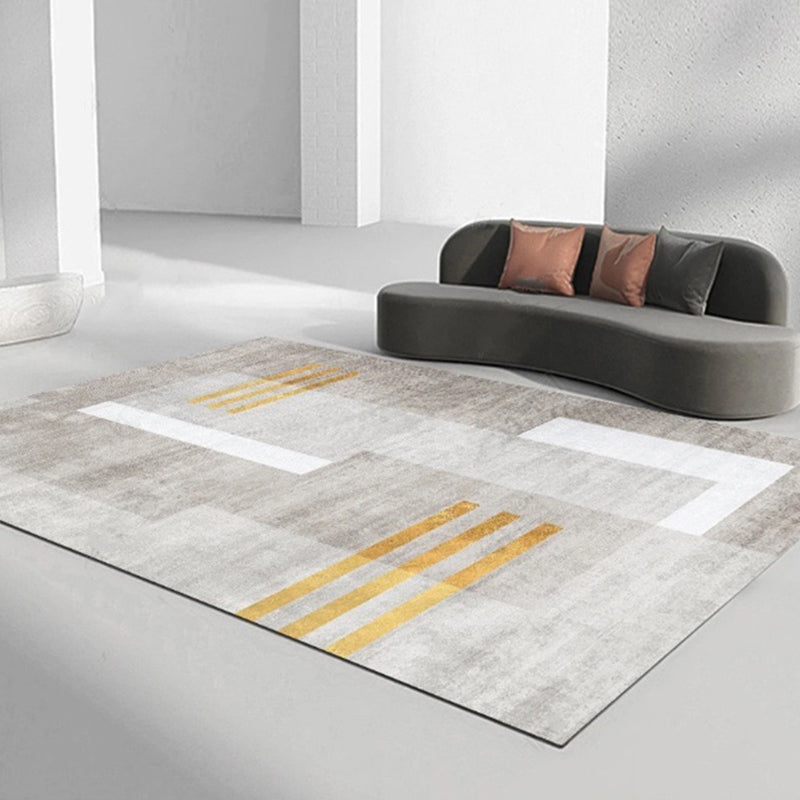 Modern Striped Carpet Polyester Grey Carpet Tear Resistant Carpet for Living Room