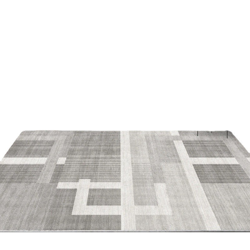 Modern Striped Carpet Polyester Grey Carpet Tear Resistant Carpet for Living Room