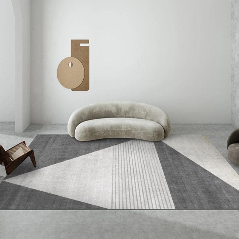 Modern Striped Carpet Polyester Grey Carpet Tear Resistant Carpet for Living Room