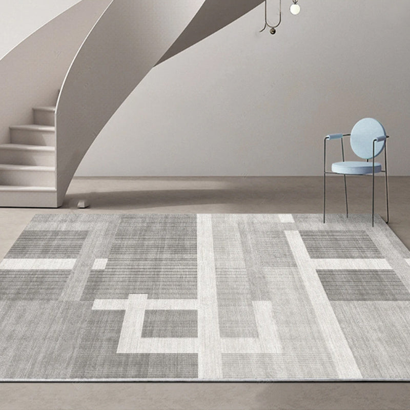 Modern Striped Carpet Polyester Grey Carpet Tear Resistant Carpet for Living Room