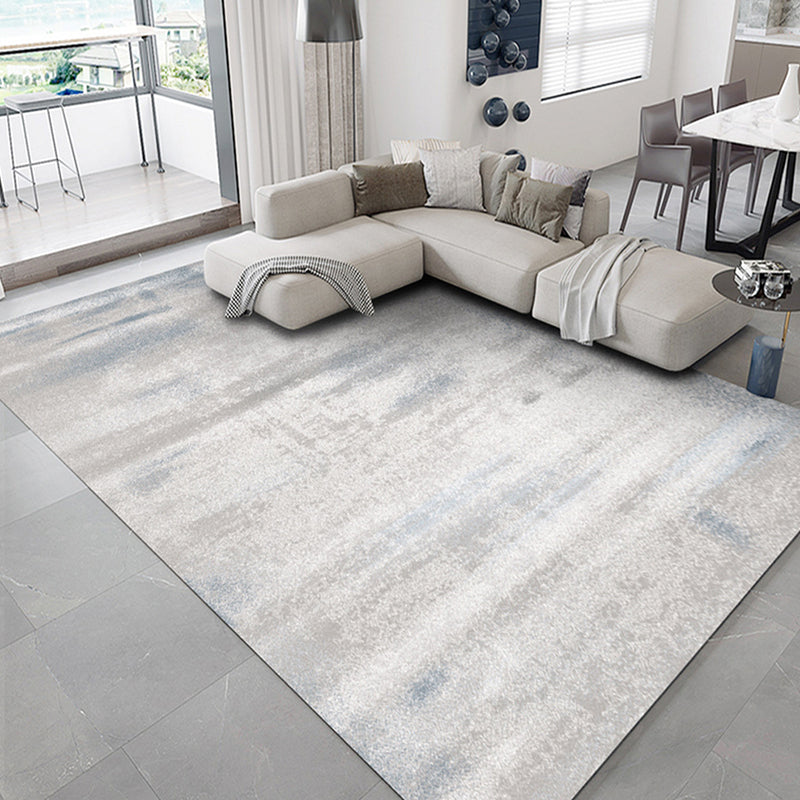 Contemporary Line Rug Polyester Gray Rug Washable Rug for Home Decor