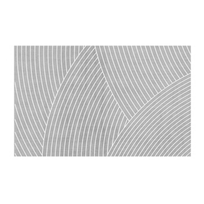 Contemporary Line Rug Polyester Gray Rug Washable Rug for Home Decor