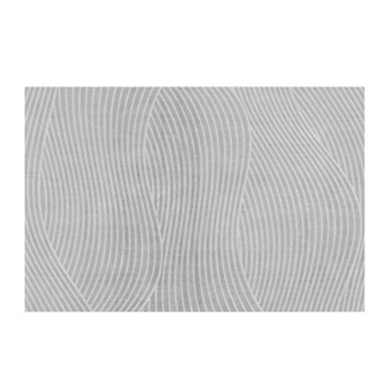 Contemporary Line Rug Polyester Gray Rug Washable Rug for Home Decor