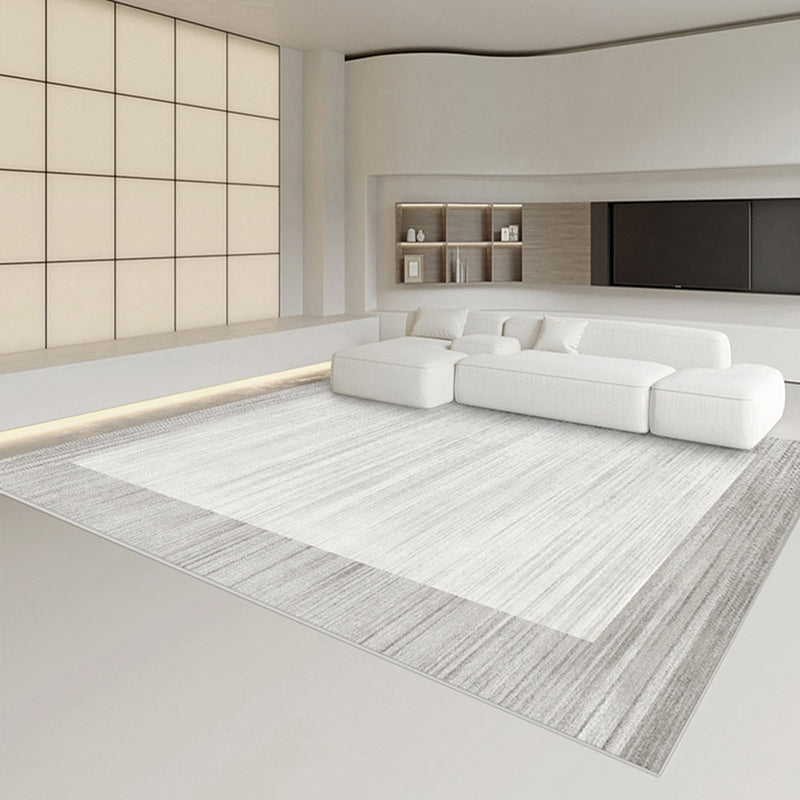 Simple Line Rug Polyester Grey Area Rug Tear Resistant Rug for Living Room