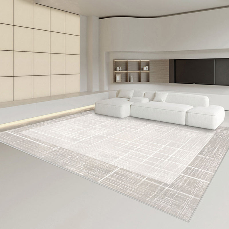 Simple Line Rug Polyester Grey Area Rug Tear Resistant Rug for Living Room