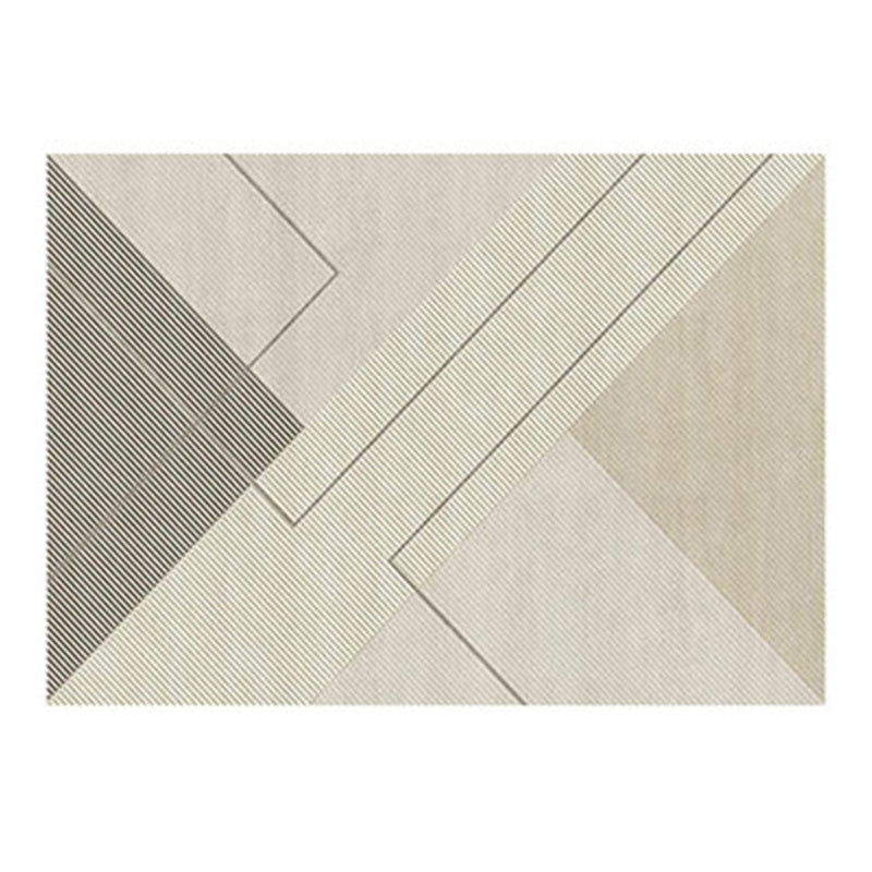 Causal Line Carpet Polyester Beige Carpet Tear Resistant Carpet for Living Room