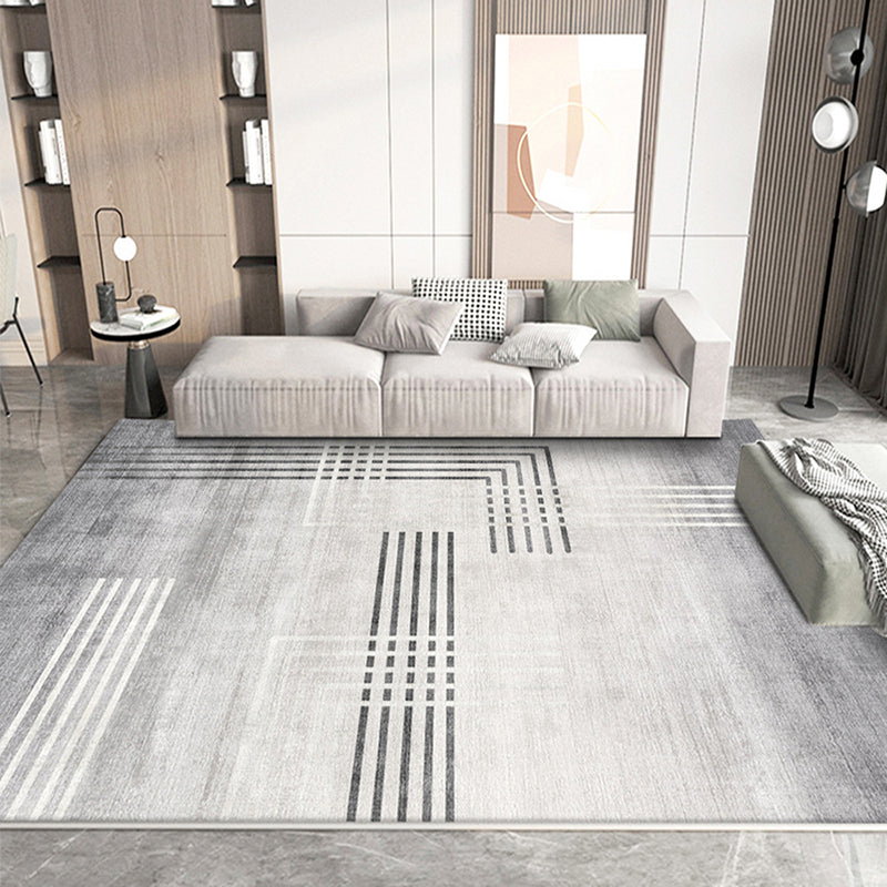 Causal Line Carpet Polyester Beige Carpet Tear Resistant Carpet for Living Room