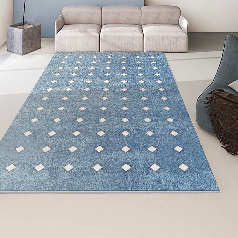Modern Blue Rug Polyester Striped Area Rug Washable Rug for Drawing Room