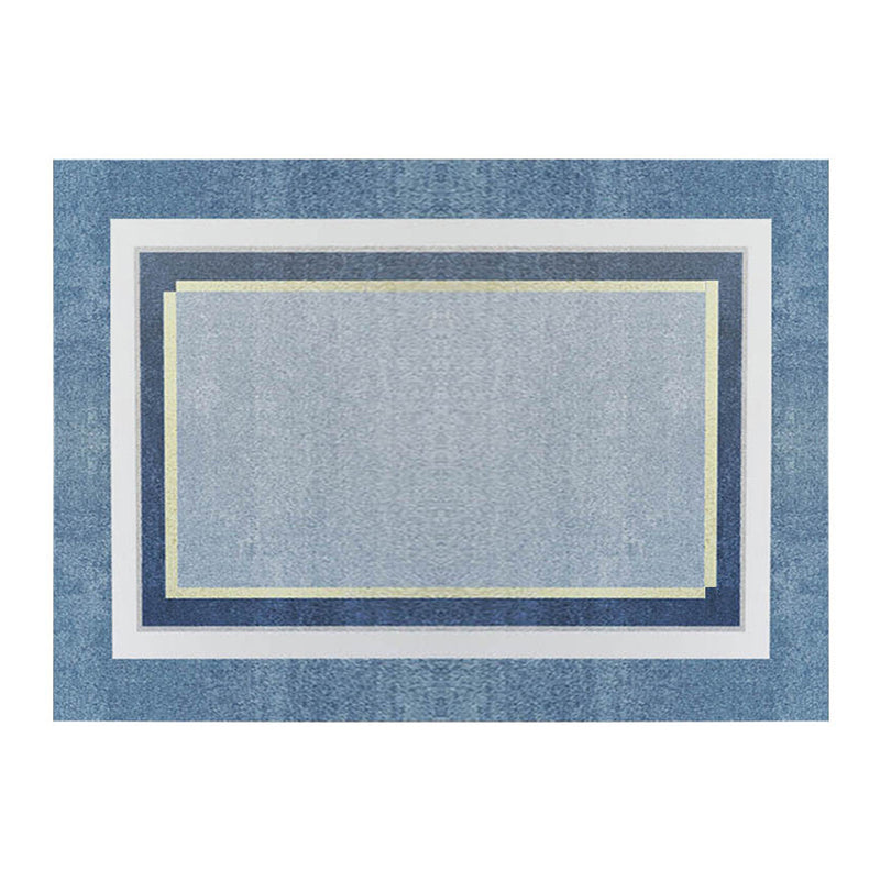 Modern Blue Rug Polyester Striped Area Rug Washable Rug for Drawing Room
