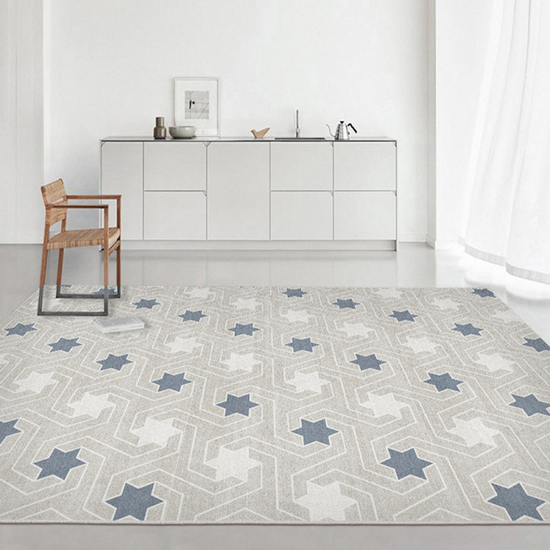 Simple Beige Indoor Rug Polyester Pattern Rug Tear Resistant Rug for Living Room