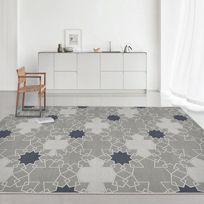 Simple Beige Indoor Rug Polyester Pattern Rug Tear Resistant Rug for Living Room