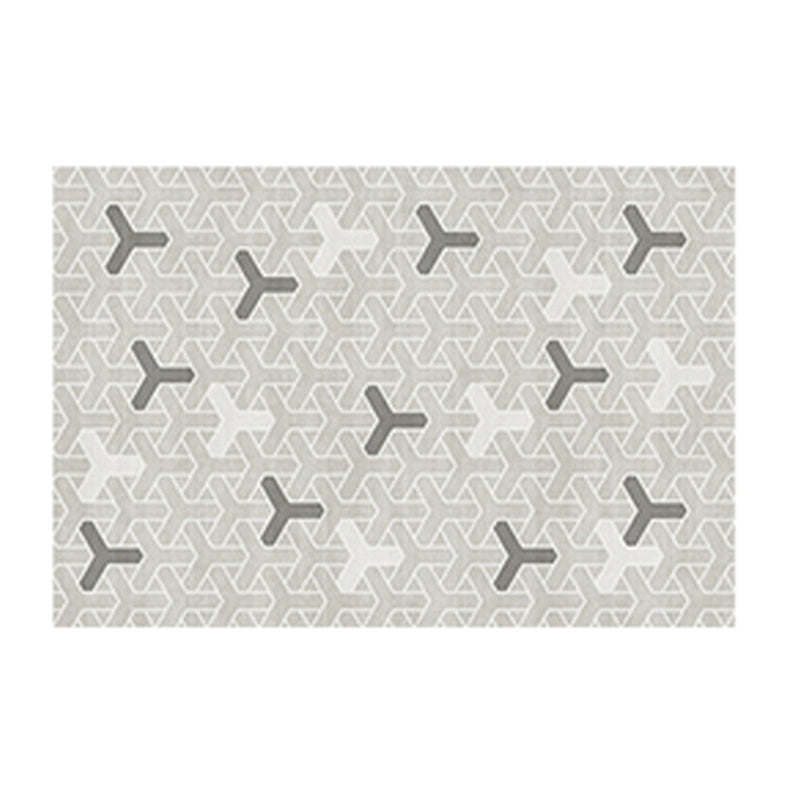 Simple Beige Indoor Rug Polyester Pattern Rug Tear Resistant Rug for Living Room