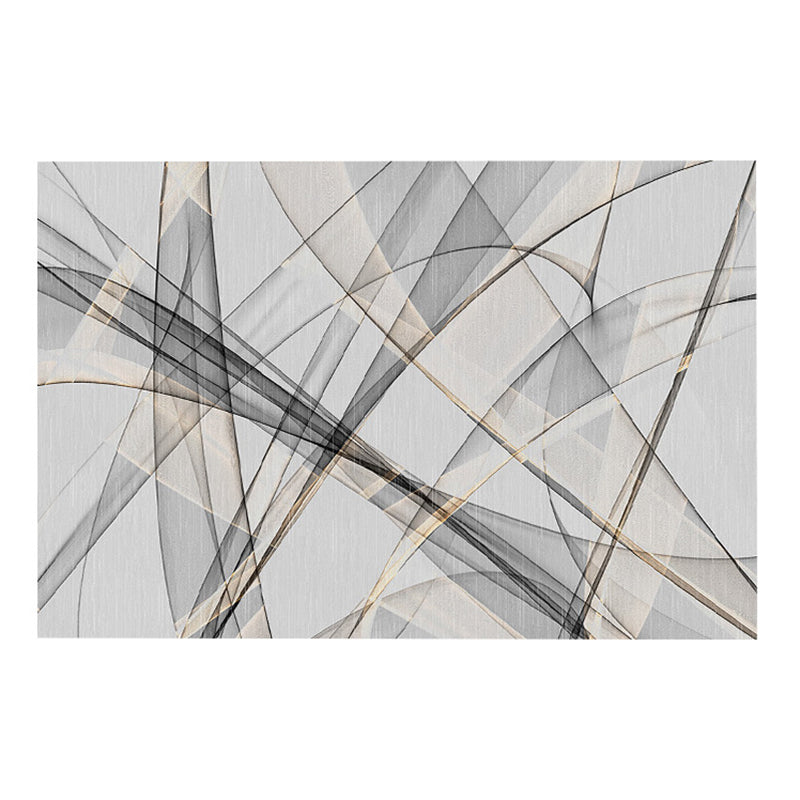 Modern Line Rug Polyester Grey Indoor Rug Tear Resistant Rug for Drawing Room