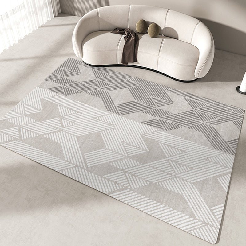 Beige Casual Rug Polyester Striped Rug Stain Resistant Rug for Living Room