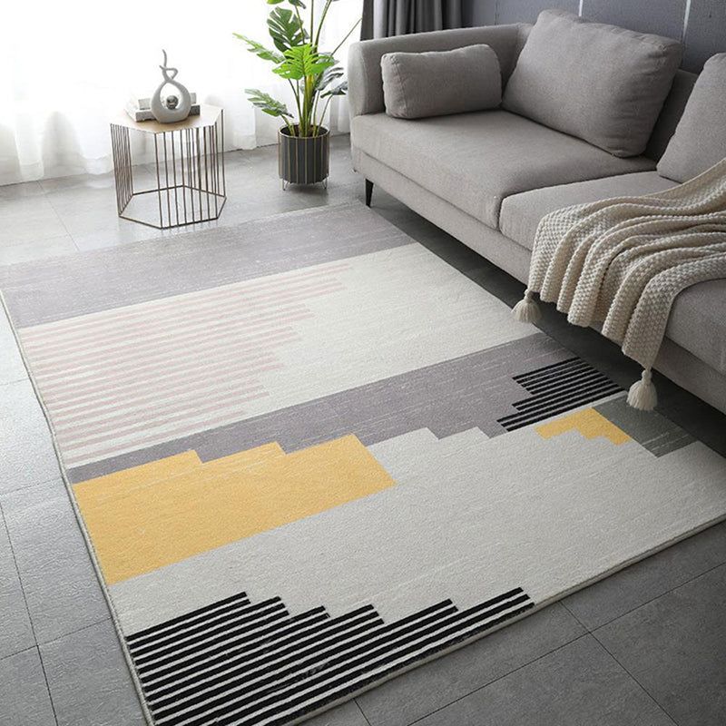 Orange Modern Carpet Polyester Graphic Carpet Tear Resistant Carpet for Drawing Room