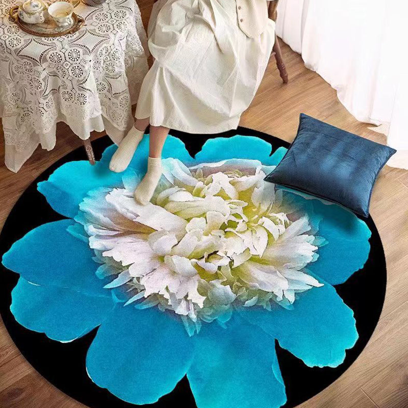 Casual Orange Rug Polyester Flower Area Rug Tear Resistant Rug for Home Decor