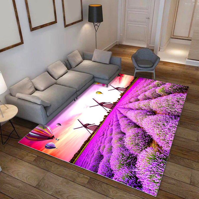 Modern Green Rug Polyester 3D Print Rug Tear Resistant Rug for Drawing Room