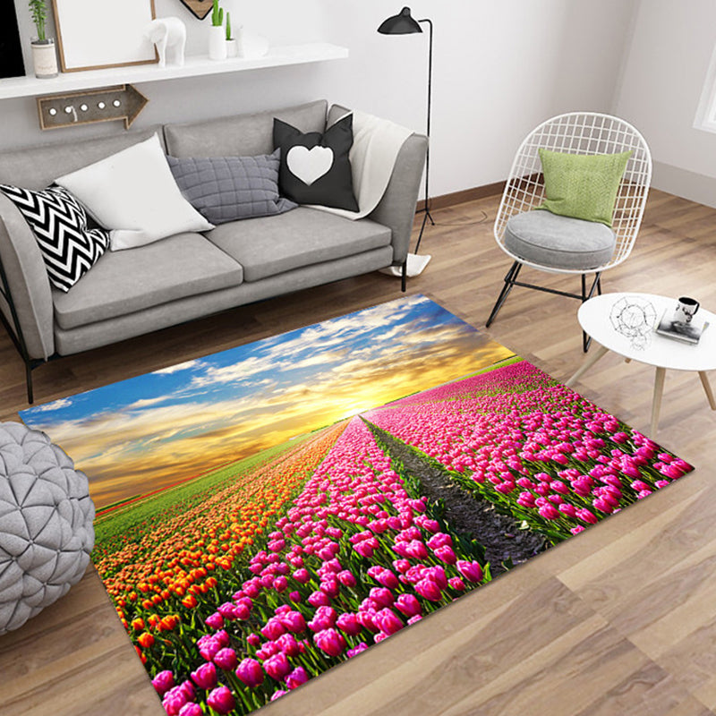Modern Green Rug Polyester 3D Print Rug Tear Resistant Rug for Drawing Room