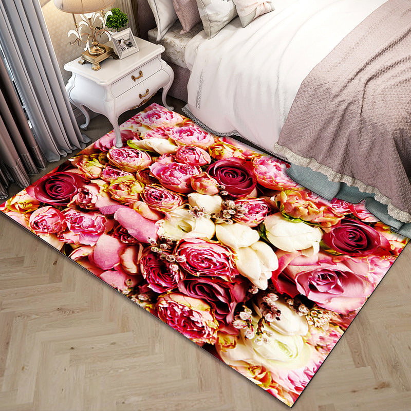Modern Green Rug Polyester 3D Print Rug Tear Resistant Rug for Drawing Room