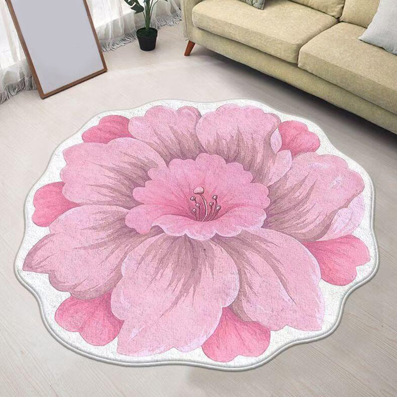 Modern Flower Rug Polyester Brown Rug Washable Rug for Living Room