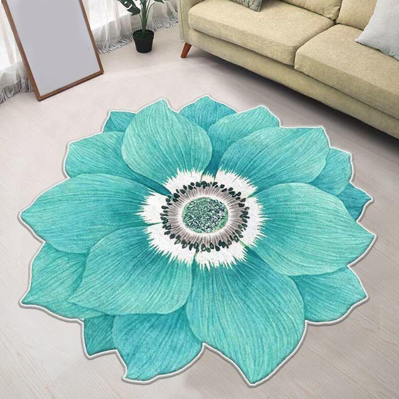 Modern Flower Rug Polyester Brown Rug Washable Rug for Living Room