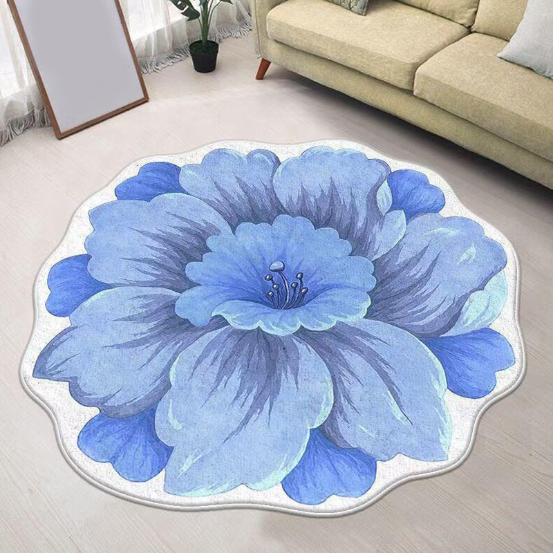 Modern Flower Rug Polyester Brown Rug Washable Rug for Living Room