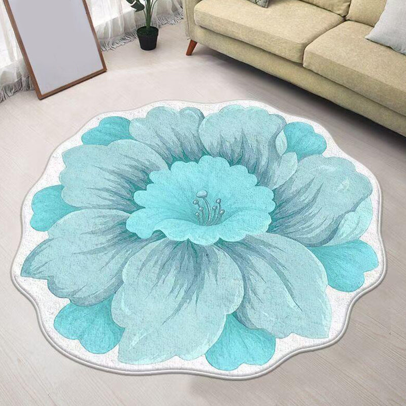 Modern Flower Rug Polyester Brown Rug Washable Rug for Living Room