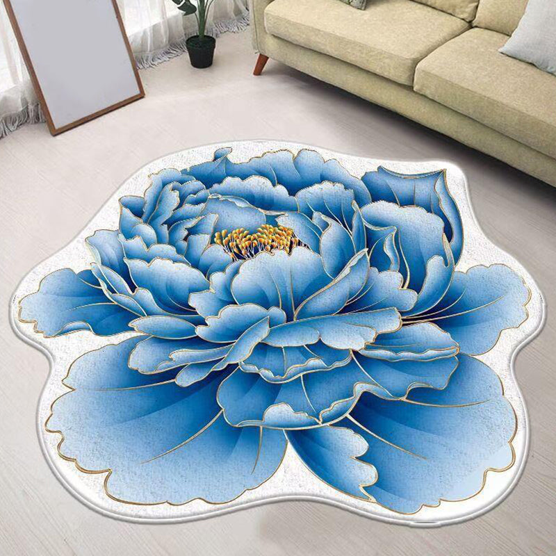 Modern Flower Rug Polyester Brown Rug Washable Rug for Living Room