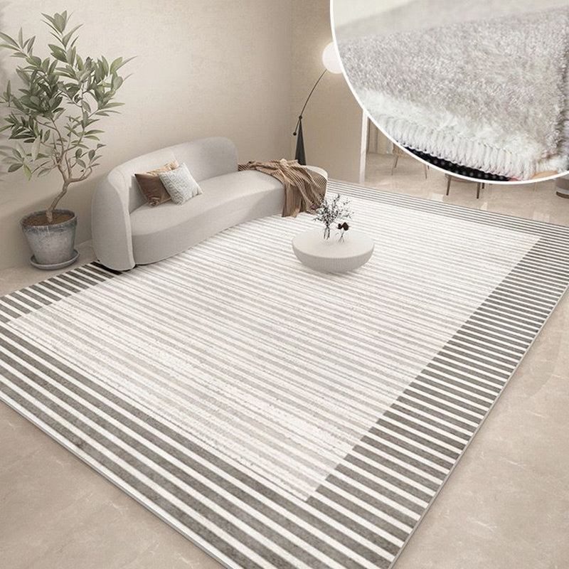 Gray Line Carpet Polyester Simple Carpet Washable Carpet for Drawing Room