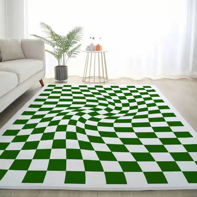 Sapphire Modern Rug Polyester Check Pattern Rug Washable Rug for Living Room