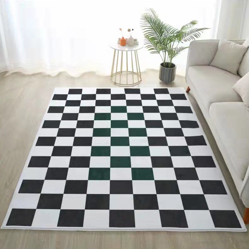 Sapphire Modern Rug Polyester Check Pattern Rug Washable Rug for Living Room