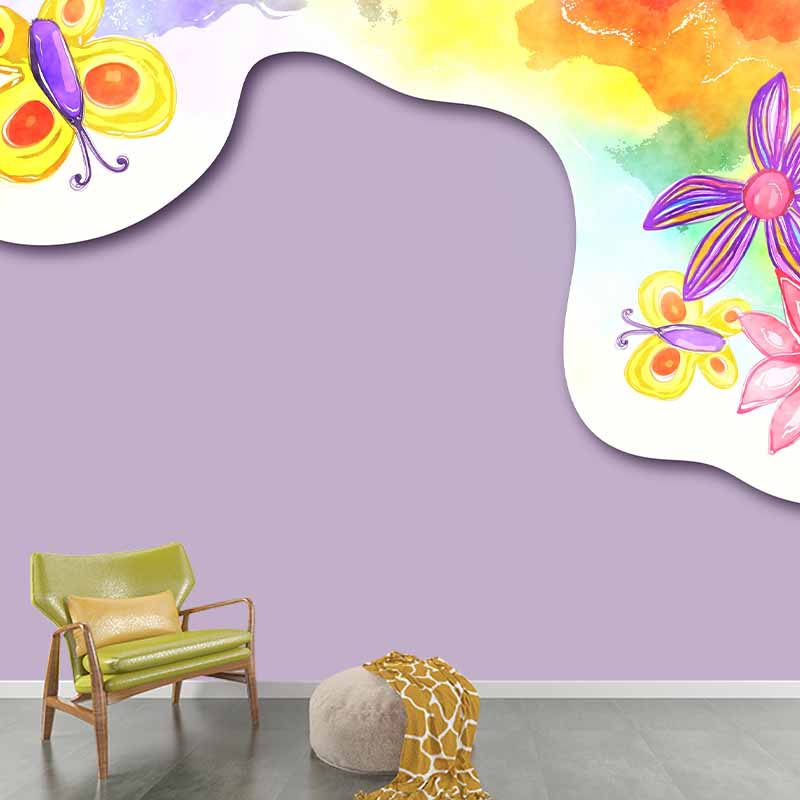 Flower Pattern Wallpaper Mildew Resistant Sleeping Room Wall Mural