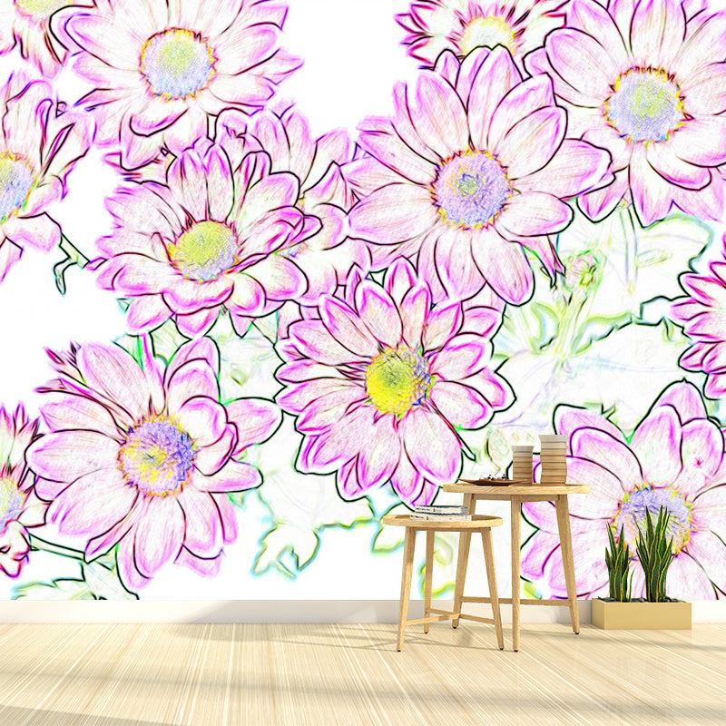 Modern Illustration Mural Wallpaper Plants Environment Friendly Bedroom Wall Mural