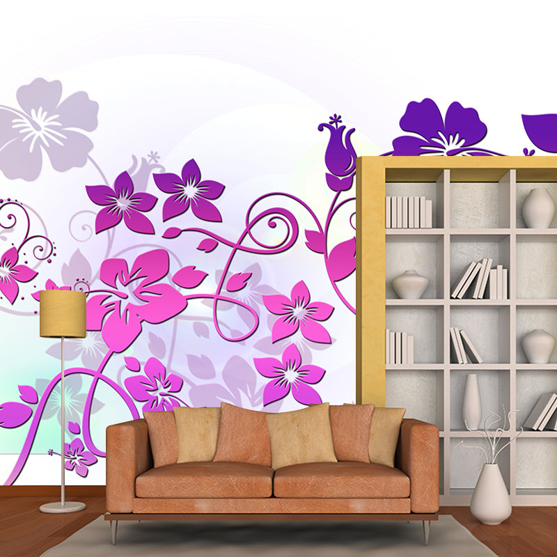 Modern Illustration Mural Wallpaper Flowers Sitting Room Wall Mural