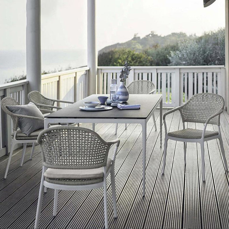 Modern Style 1/3/5/6 Pieces Dining Metal Set Stone Dining Table Set for Outdoor