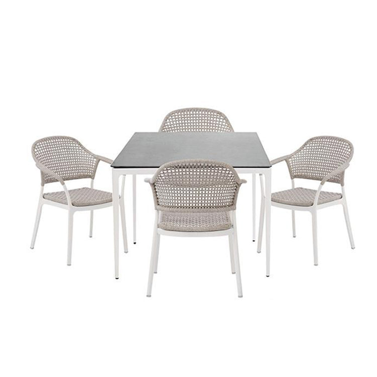 Modern Style 1/3/5/6 Pieces Dining Metal Set Stone Dining Table Set for Outdoor