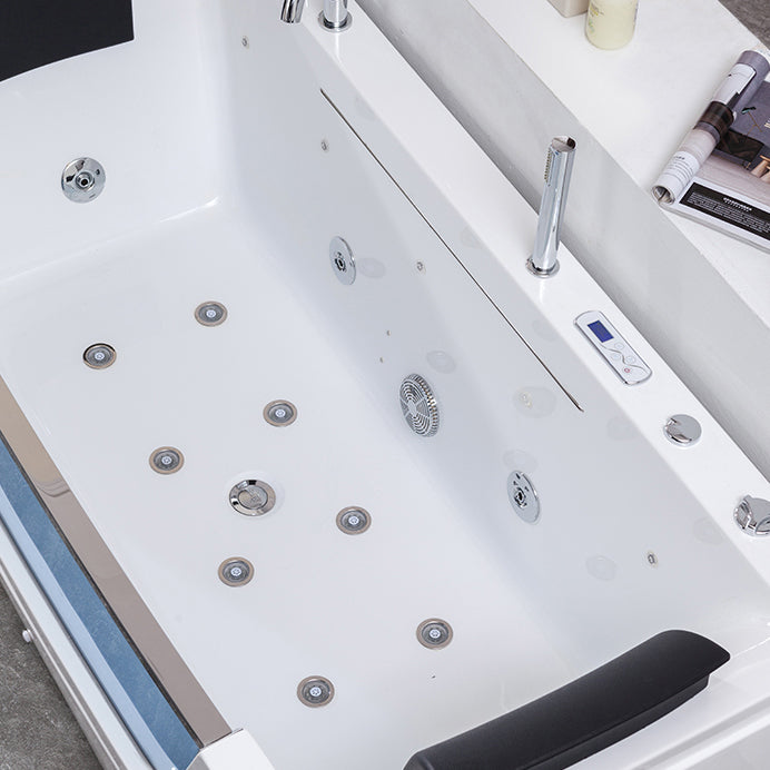 Modern Rectangle Acrylic Bathtub Back to Wall with Massage Device and Drain Bath Tub