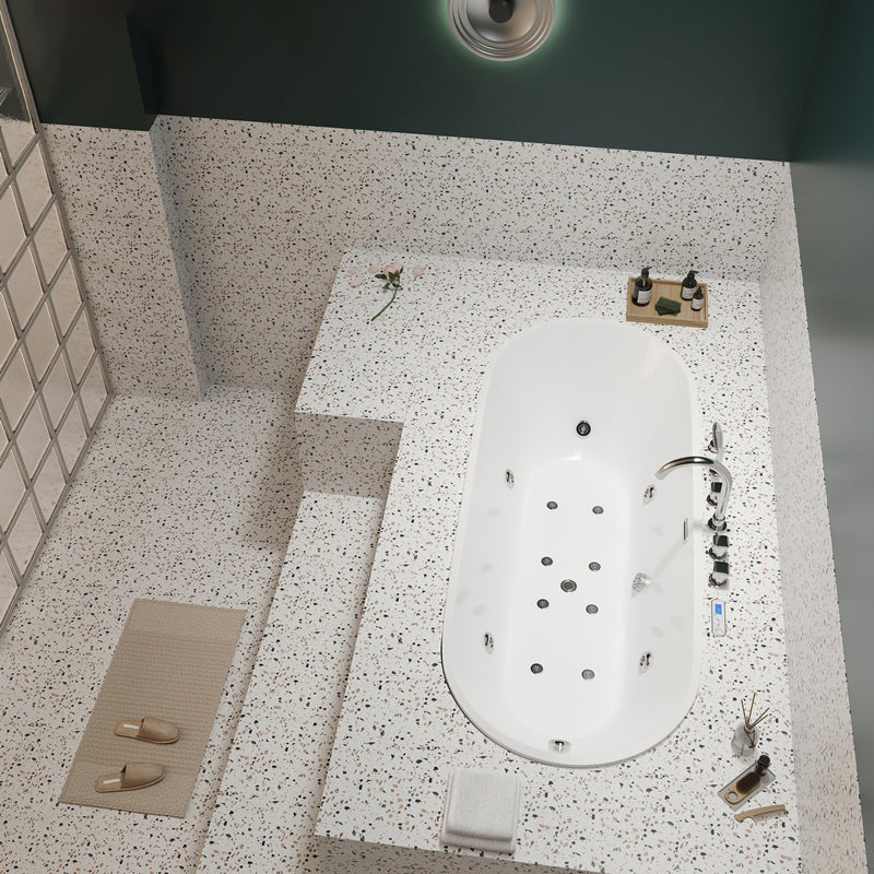 Modern White Ellipse Embedded Bathtub Acrylic with Drain Bath Tub