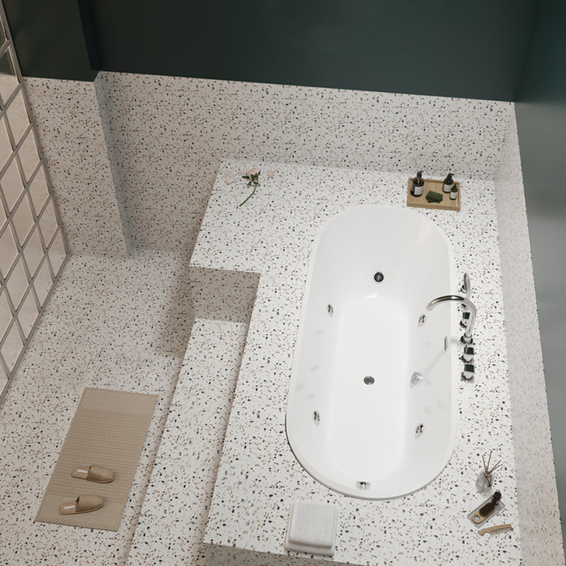 Modern White Ellipse Embedded Bathtub Acrylic with Drain Bath Tub