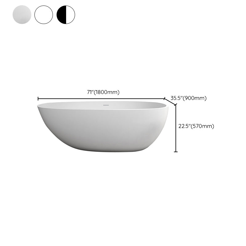 Modern Ellipse Stone Bathtub Freestand Soaking Bathtub with Overflow Hole
