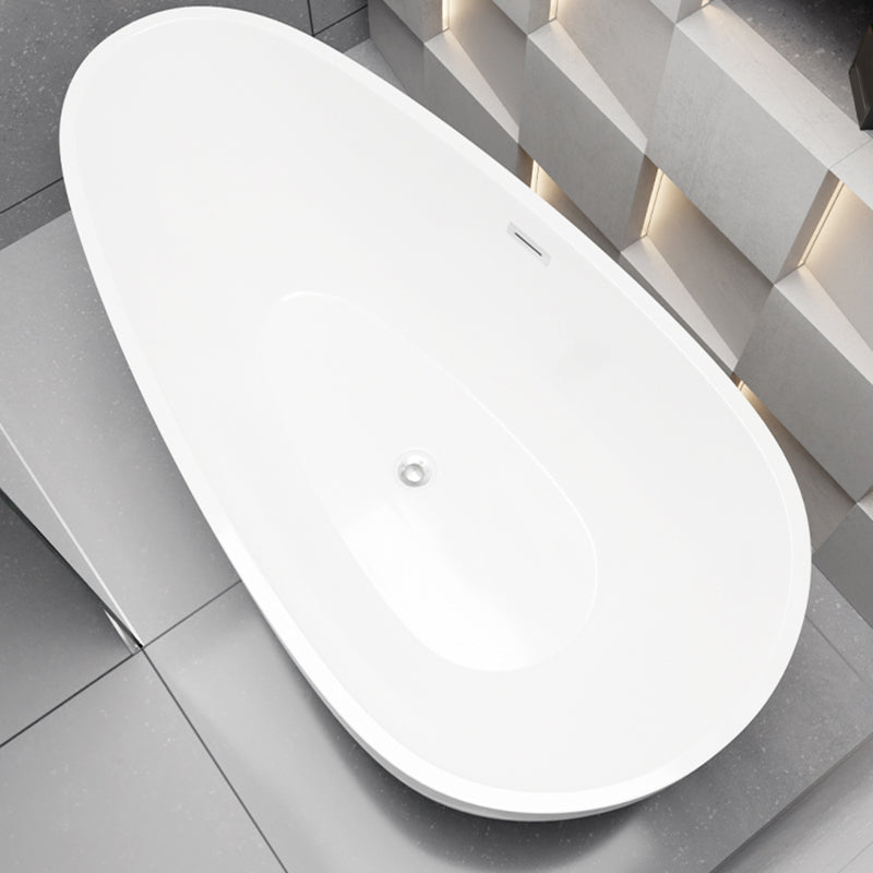 Modern Acrylic Oval Bath Tub for Home White Soaking Tub with Internal Drain