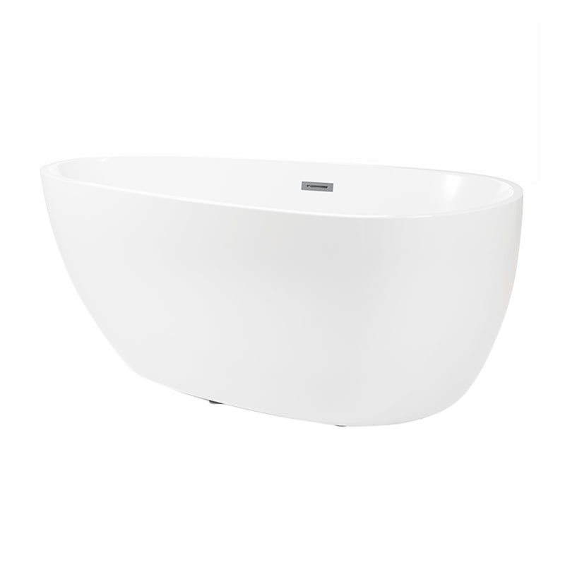 Modern Acrylic Oval Bath Tub for Home White Soaking Tub with Internal Drain