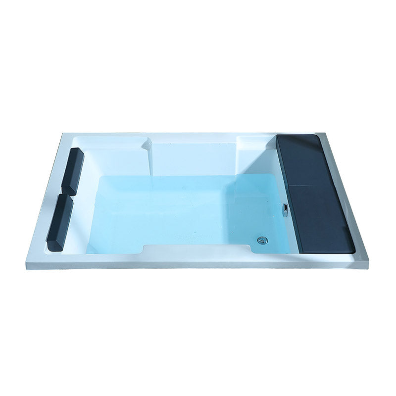 White Acrylic Rectangular Bathtub Contemporary Drop-in Tub with Internal Drain