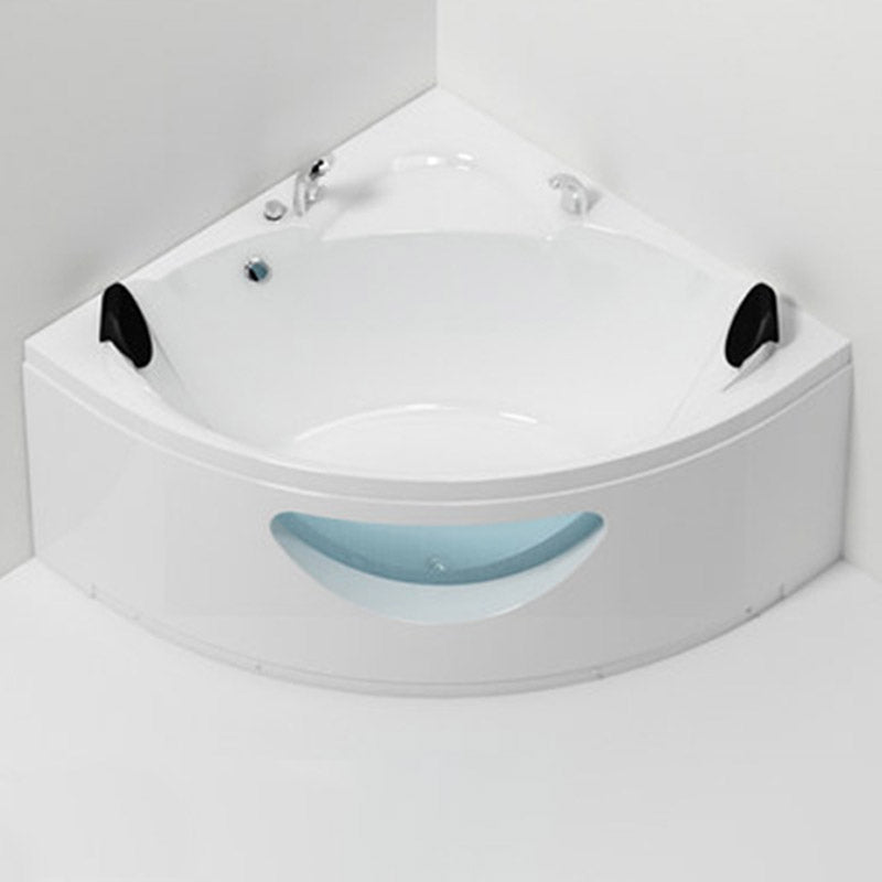Contemporary Acrylic Corner Bath Tub White Tub with Internal Drain