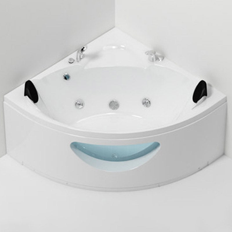 Contemporary Acrylic Corner Bath Tub White Tub with Internal Drain