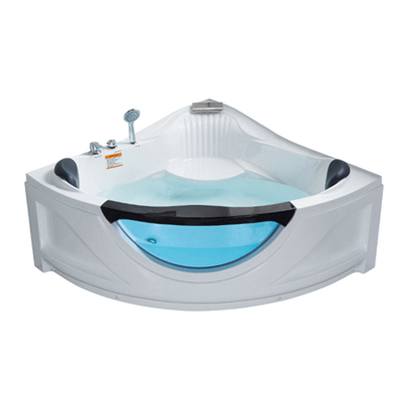 Contemporary Acrylic Corner Bath Tub White Tub with Internal Drain