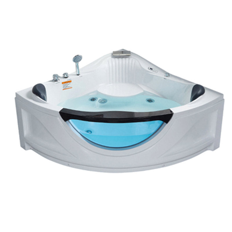Contemporary Acrylic Corner Bath Tub White Tub with Internal Drain